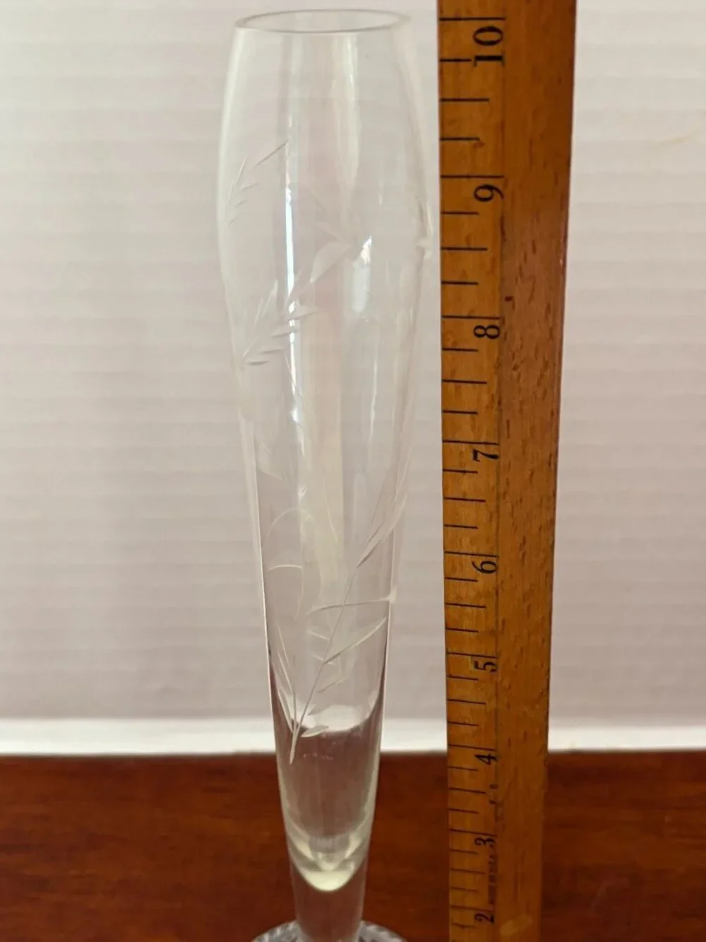 Vintage Duchin Creation Etched Glass Bud Vase Featuring a Weighted Sterling Silv